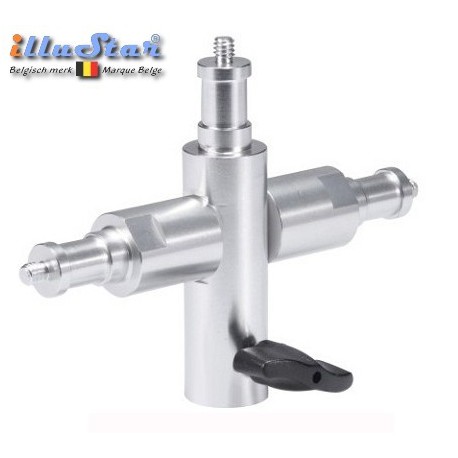 FLH17 - Adaptateur trépied lumière spigot 3x 5/8” (male 1/4”) & 5/8” verrou spigot - illuStar