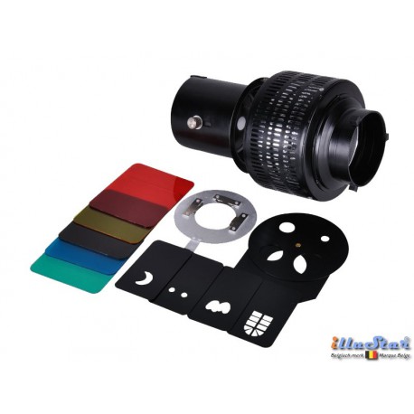 OS-A135 - Optical spot for studio flash, comes with 5 metal inserts & 5 gels OS-A135 - Optical spot for studio flash, comes with 5 metal inserts & 5 gels