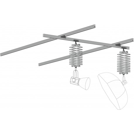 MKITP34 - Système Rails Plafond KIT 3m*4m (2x rail 3m, 1x rail 4m, 2x pantographe + glissière) - elfo