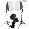 Kit Flash de Studio Photo - 2x FM-120 120 Ws, 2x trépied 180cm, 2x boîte à lumière 50x50cm - illuStar
