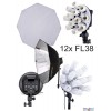 CL12FLSBO - Continu verlichting Studiolamp (2280W) met 12x 38W fluorescentielampen E27, Softbox octogonaal ø80cm - illuStar