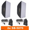 Flitsset - 2x FS-300DR 300 Ws Digitaal display, 2x statief 195cm, 2x Softbox 50x70cm, 1x RT-604T - illuStar