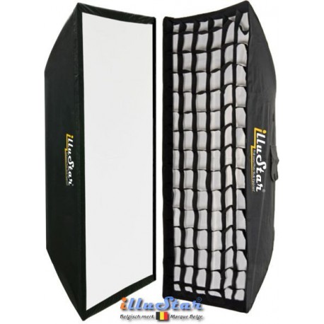 SB2290HCA144 - Boîte à lumière (Softbox) 2en1 - 22x90cm avec Diffuseur & Grille nids d'abeilles - illuStar