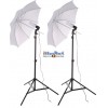 Continu studio verlichting set, 2x 38W Daglicht fluorescentielampen, 2x statief 190cm, 2x Paraplu diffuus wit ø84cm - illuStar