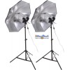 Kit éclairage continu studio , 4x 105W Lampe fluorescente à spirale, 2x Trépied 190cm, 2x Parapluie argent ø84cm - illuStar